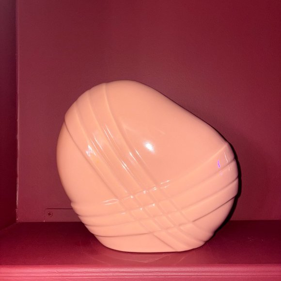 Vintage 80s Mod Angled Peach Ceramic New Wave Vase - Picture 4 of 10